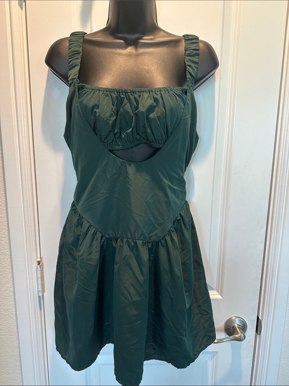 TCEC Teal Green athletic skirt with Gathered Bodice and mid section cutout
